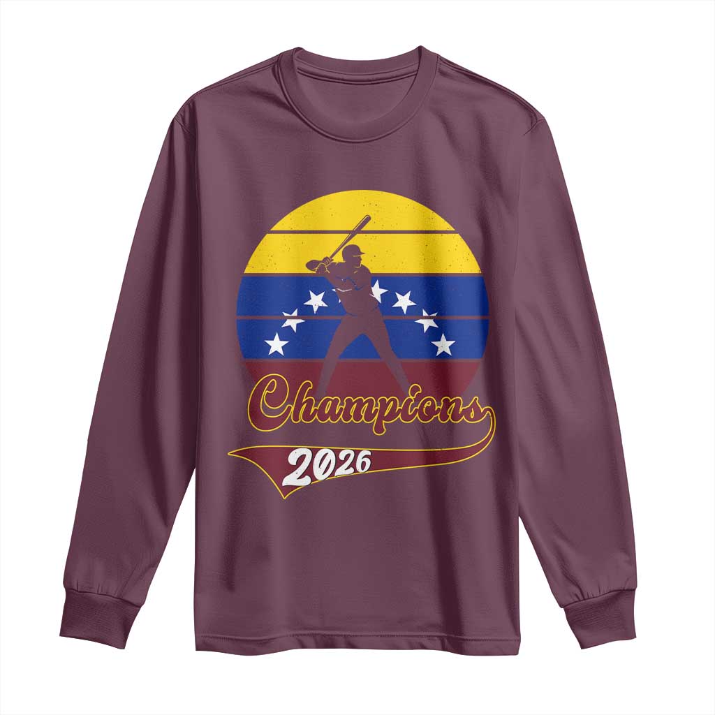 Vintage Venezuela 2026 Champions Long Sleeve Shirt Patriotic Baseball Pride Gift