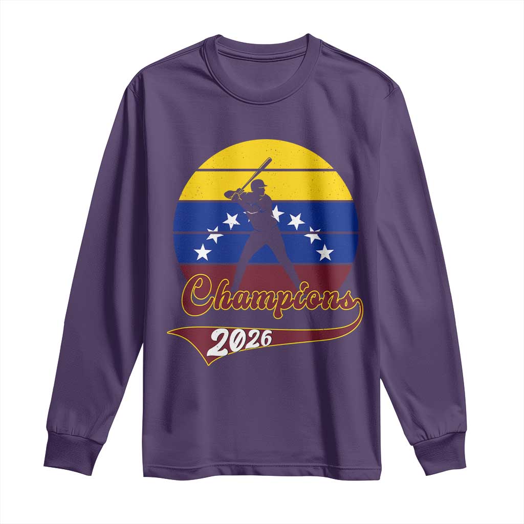 Vintage Venezuela 2026 Champions Long Sleeve Shirt Patriotic Baseball Pride Gift