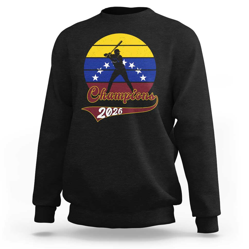 Vintage Venezuela 2026 Champions Sweatshirt Patriotic Baseball Pride Gift