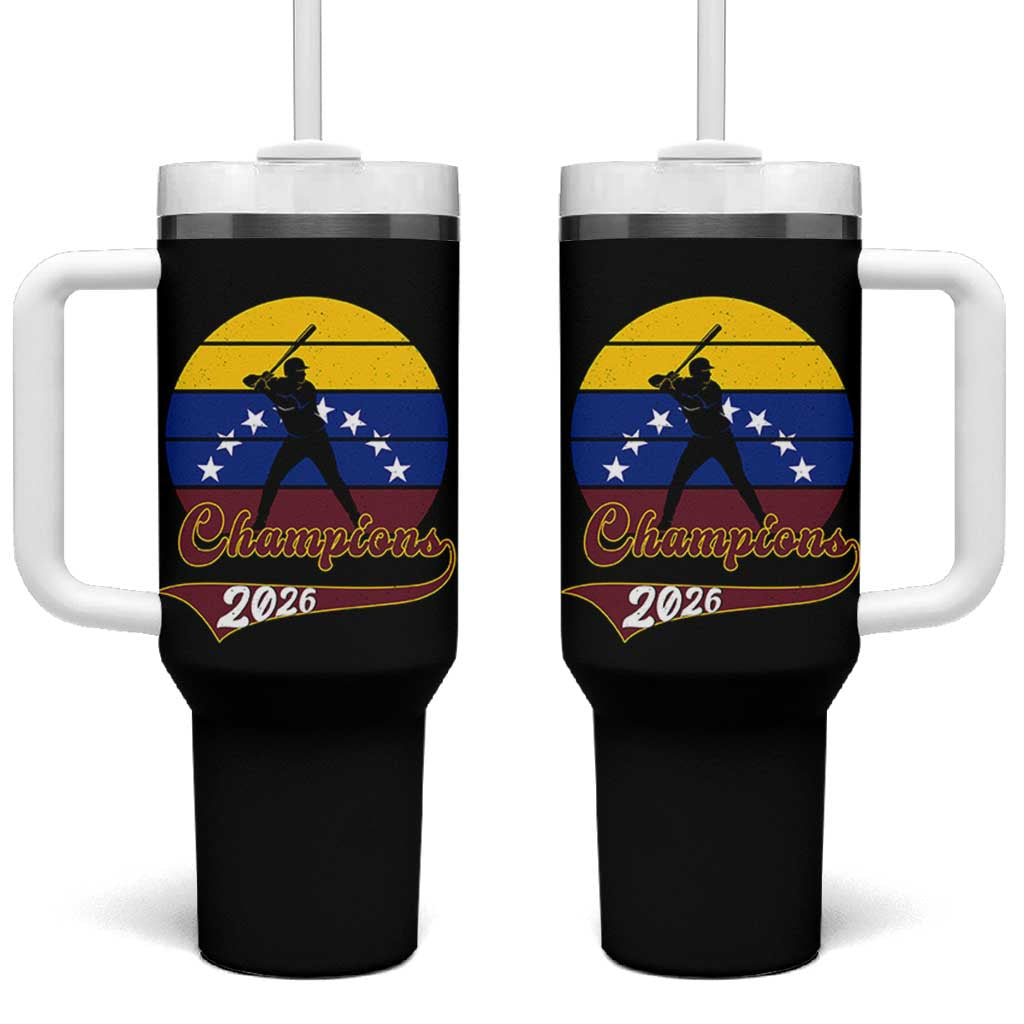 Vintage Venezuela 2026 Champions Tumbler With Handle Patriotic Baseball Pride Gift