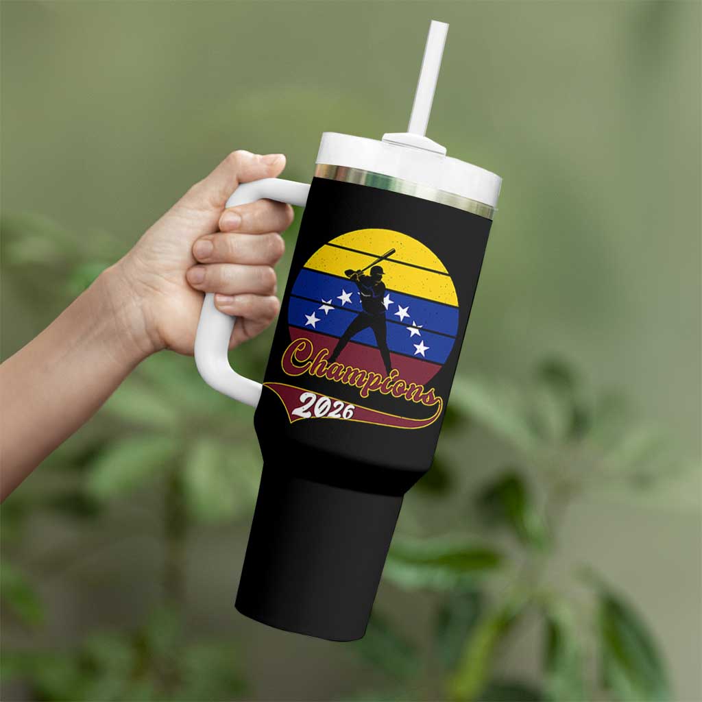 Vintage Venezuela 2026 Champions Tumbler With Handle Patriotic Baseball Pride Gift