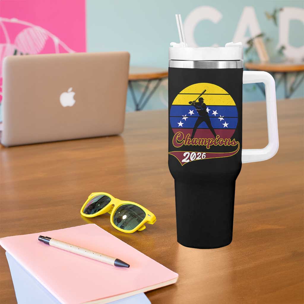 Vintage Venezuela 2026 Champions Tumbler With Handle Patriotic Baseball Pride Gift