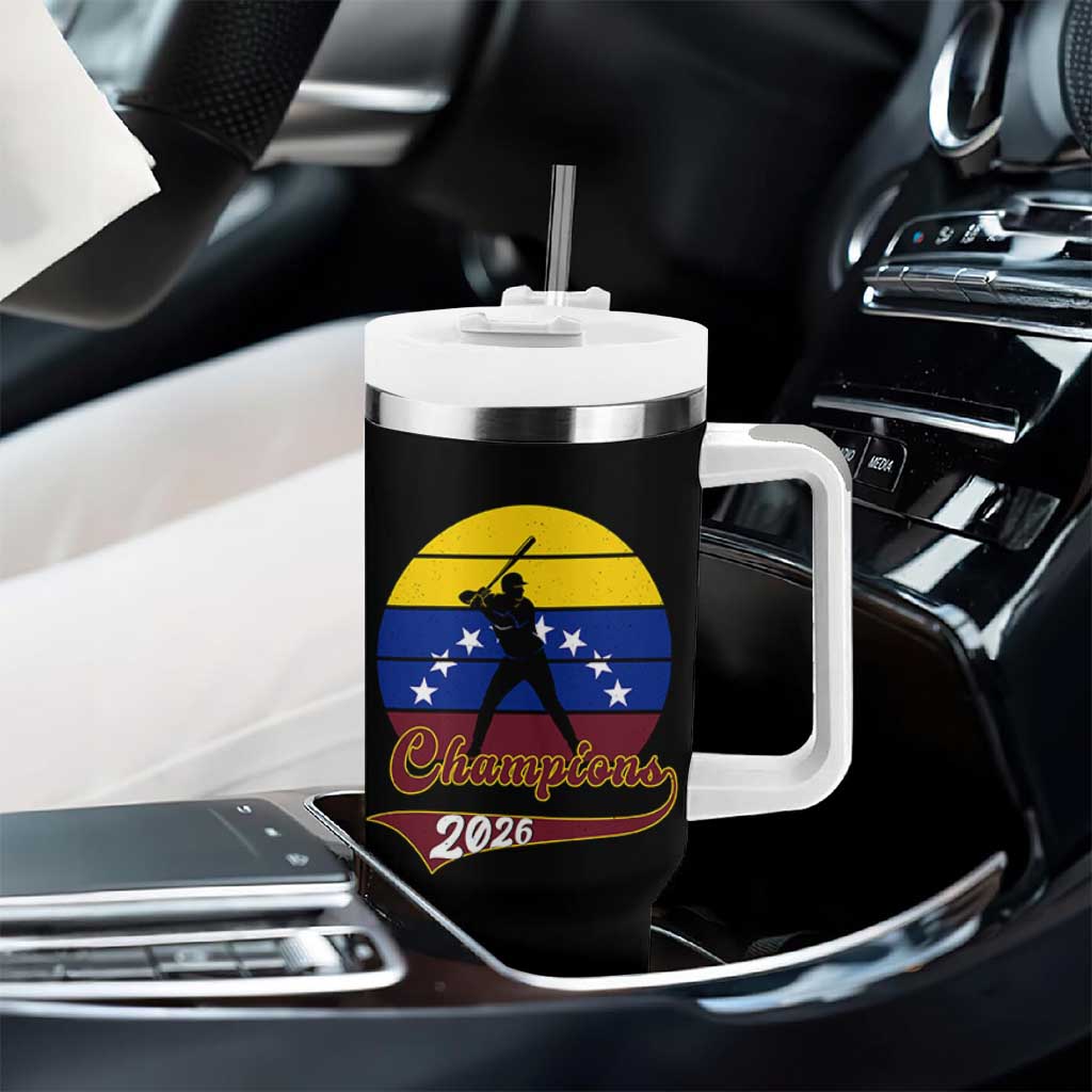 Vintage Venezuela 2026 Champions Tumbler With Handle Patriotic Baseball Pride Gift