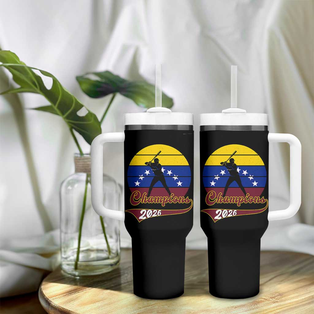 Vintage Venezuela 2026 Champions Tumbler With Handle Patriotic Baseball Pride Gift