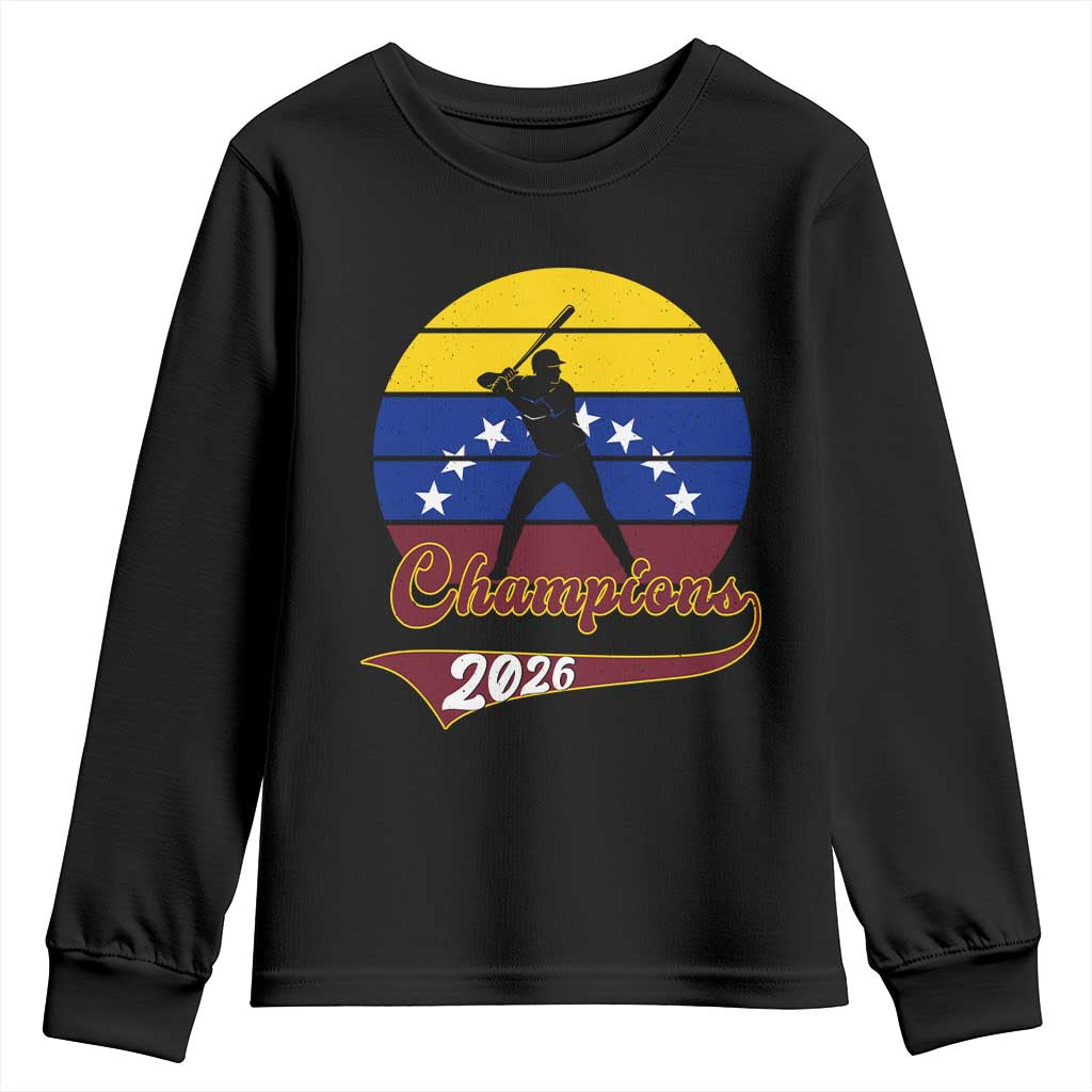 Vintage Venezuela 2026 Champions Youth Sweatshirt Patriotic Baseball Pride Gift
