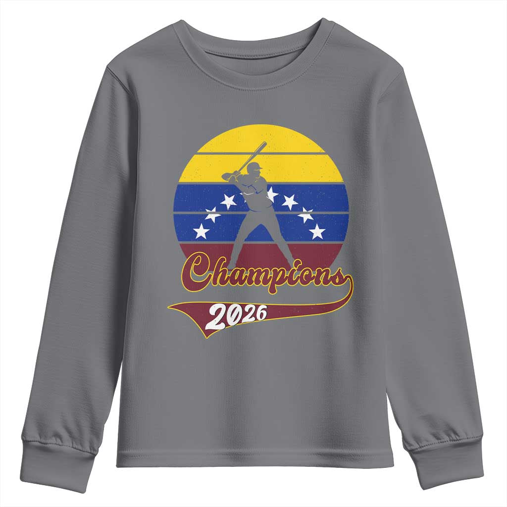 Vintage Venezuela 2026 Champions Youth Sweatshirt Patriotic Baseball Pride Gift