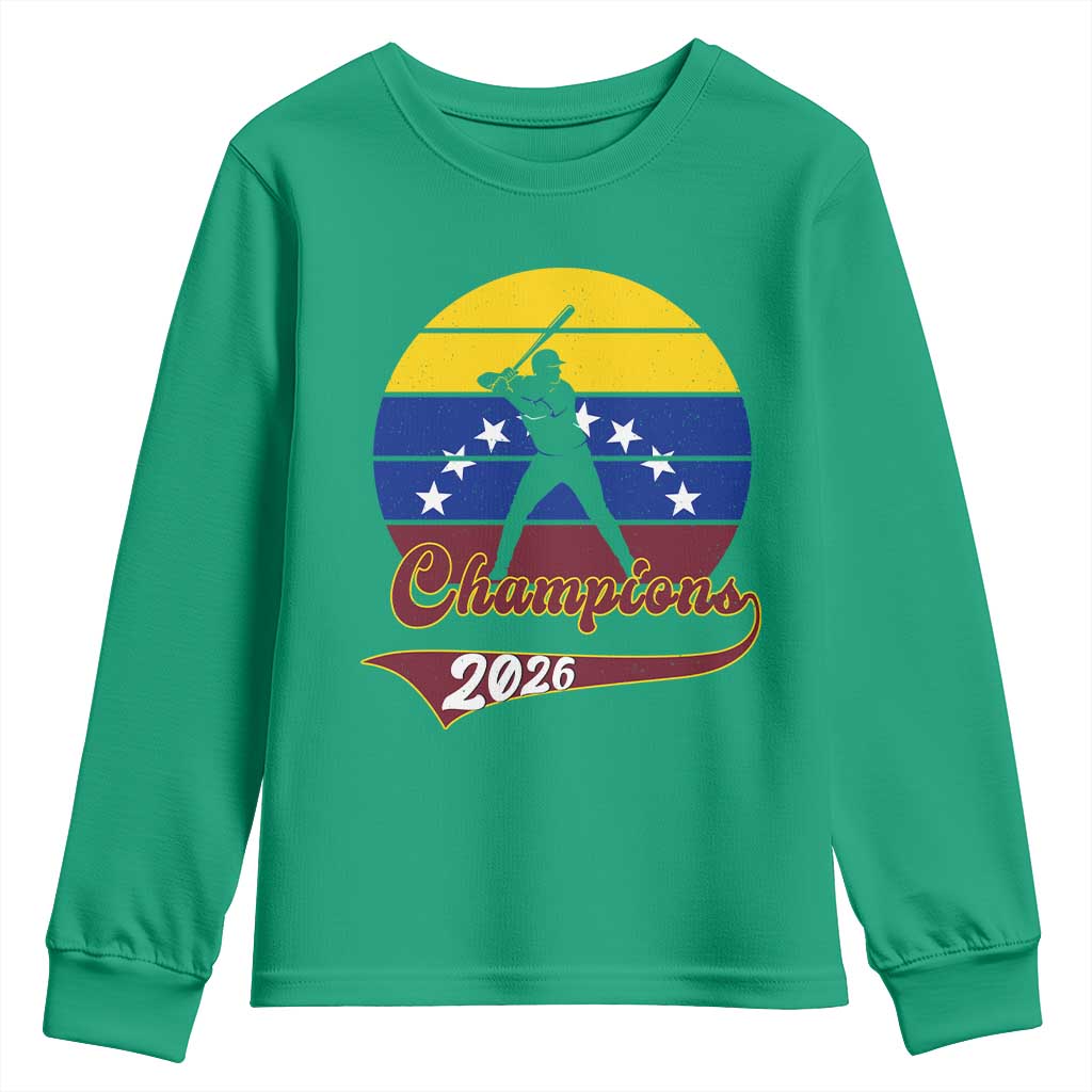 Vintage Venezuela 2026 Champions Youth Sweatshirt Patriotic Baseball Pride Gift