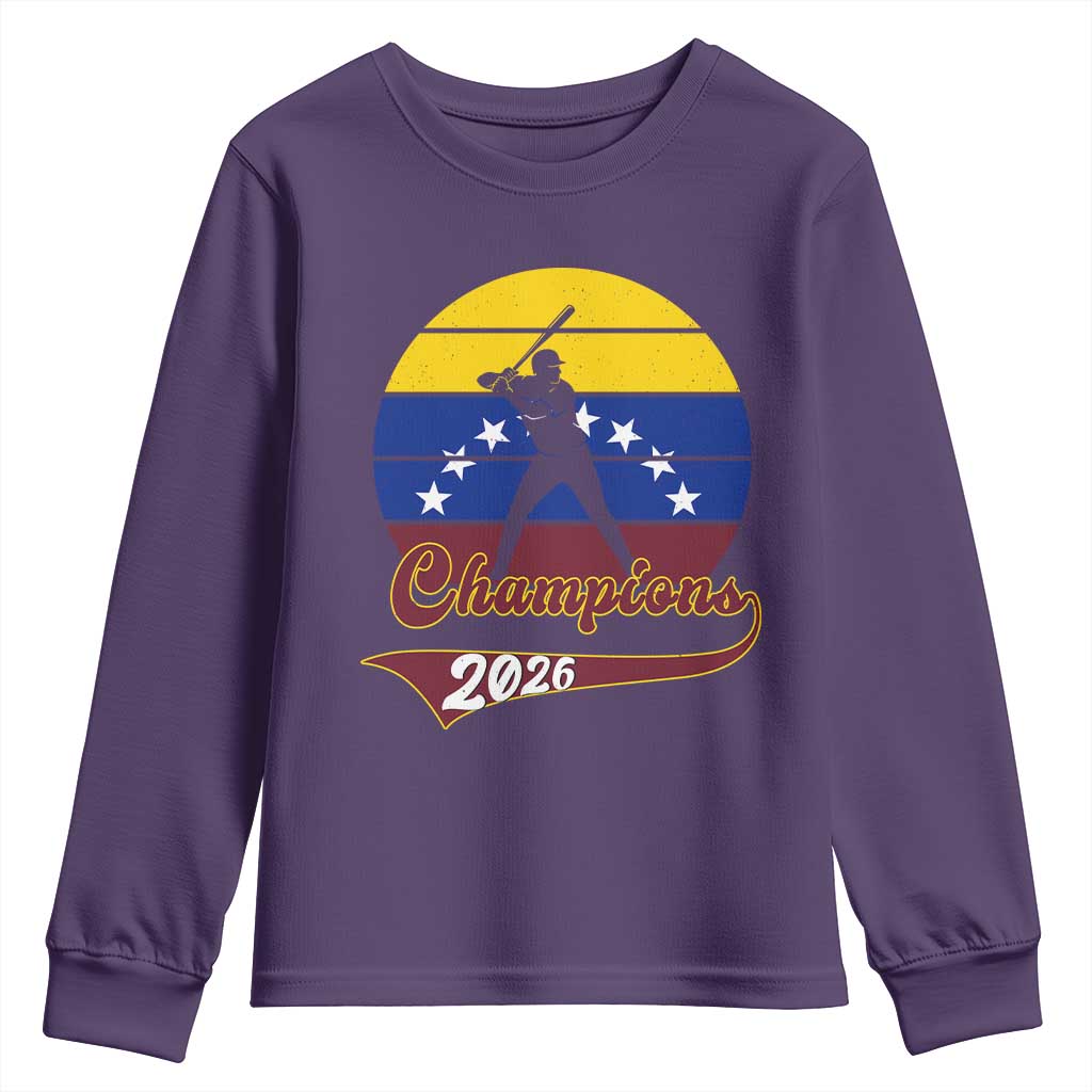 Vintage Venezuela 2026 Champions Youth Sweatshirt Patriotic Baseball Pride Gift