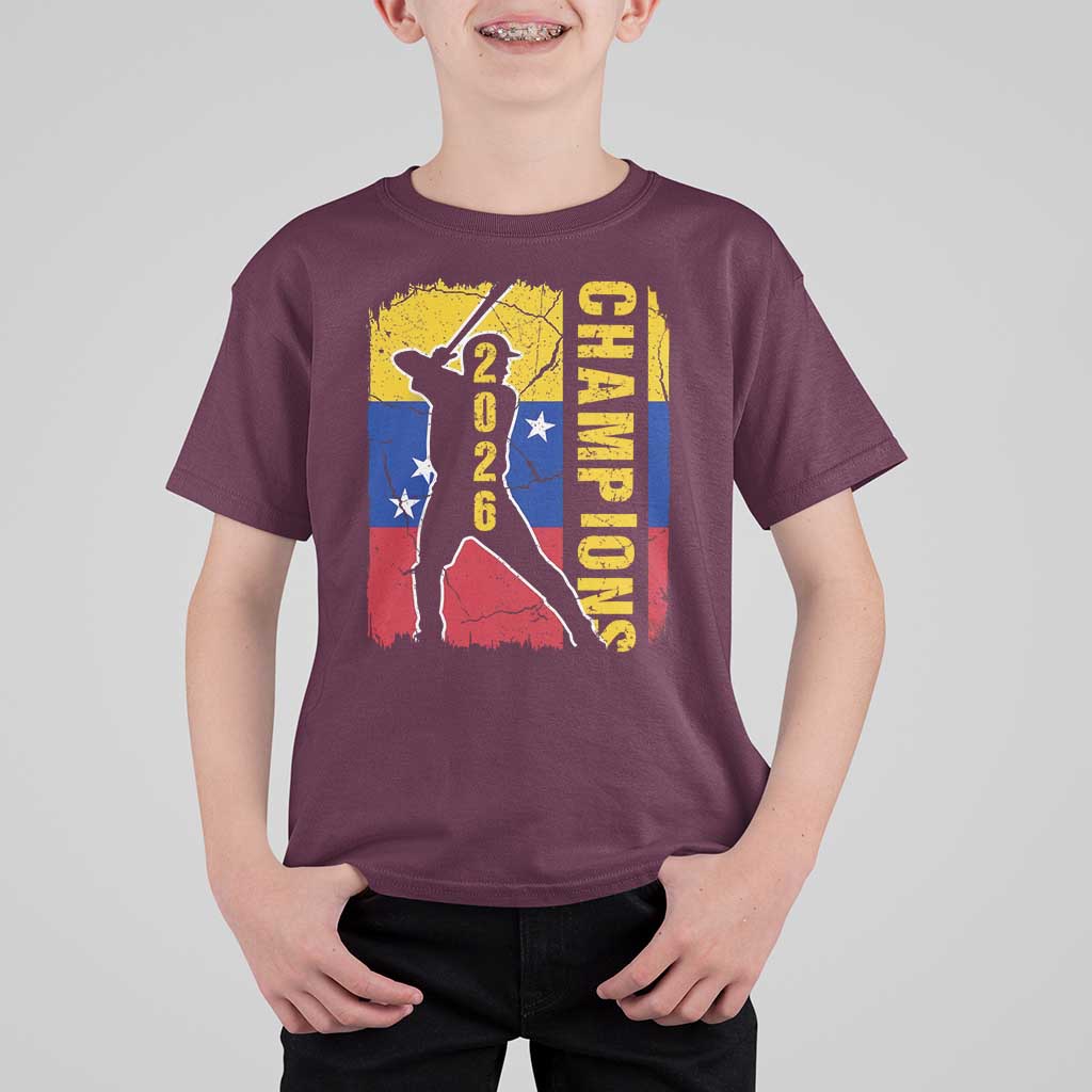 Venezuela 2026 Champions T Shirt For Kid Baseball Vinotinto Pride Gift