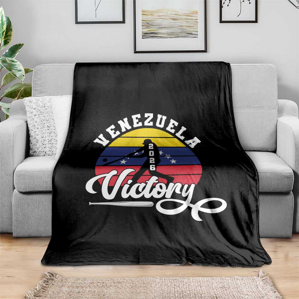 Venezuela 2026 Victory Baseball Throw Blanket Retro Softball Player Gift