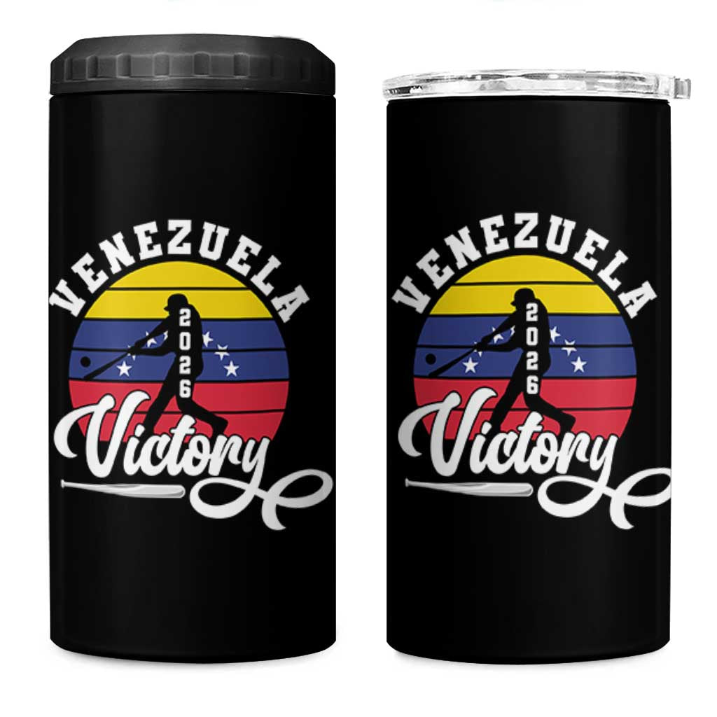 Venezuela 2026 Victory Baseball 4 in 1 Can Cooler Tumbler Retro Softball Player Gift