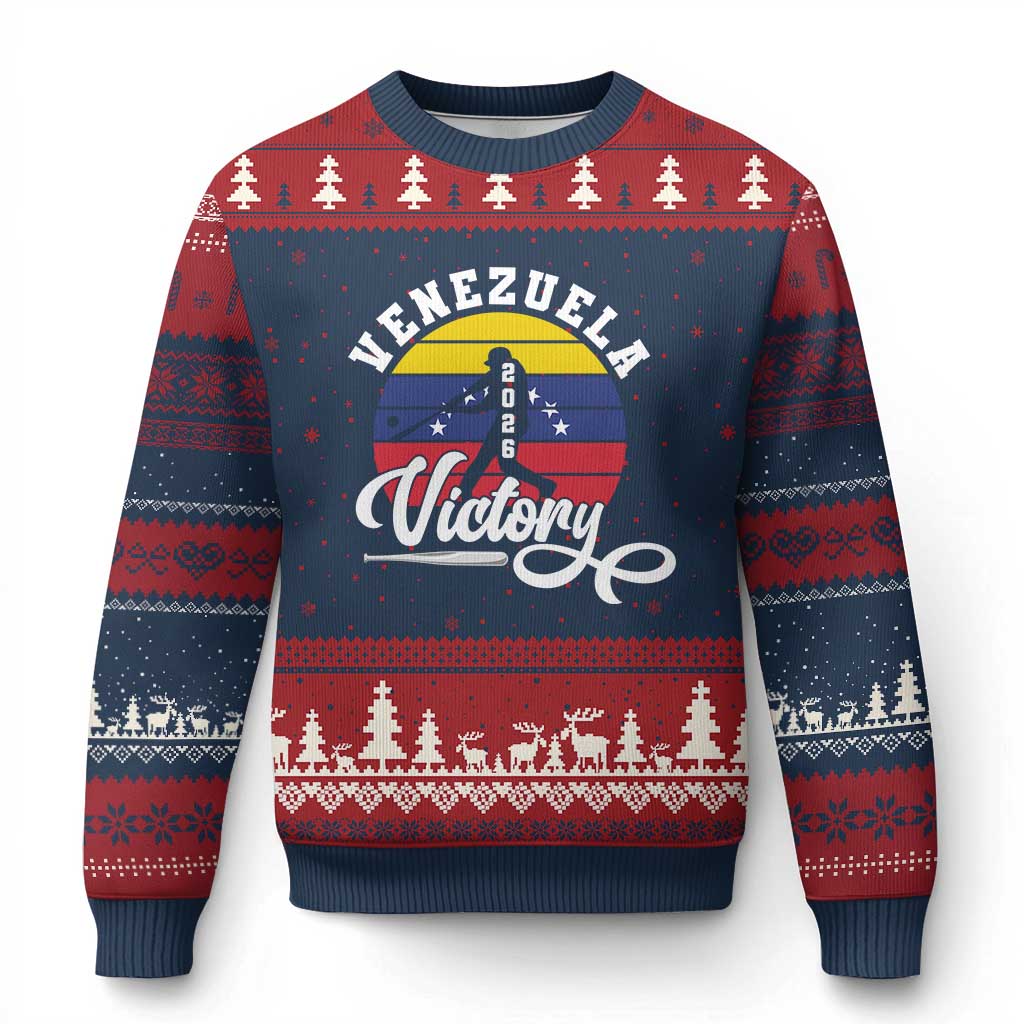 Venezuela 2026 Victory Baseball Ugly Christmas Sweater Retro Softball Player Gift