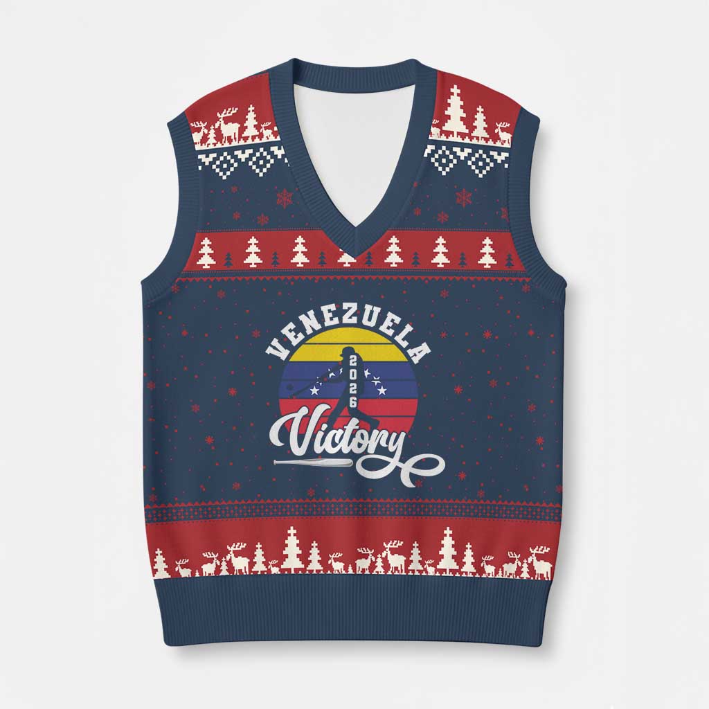 Venezuela 2026 Victory Baseball V-Neck Knit Sweater Vest Retro Softball Player Gift