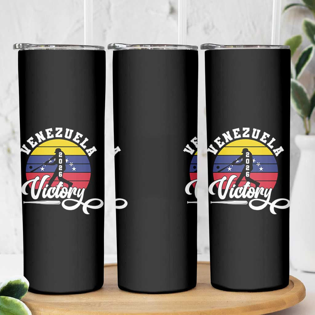 Venezuela 2026 Victory Baseball Skinny Tumbler Retro Softball Player Gift