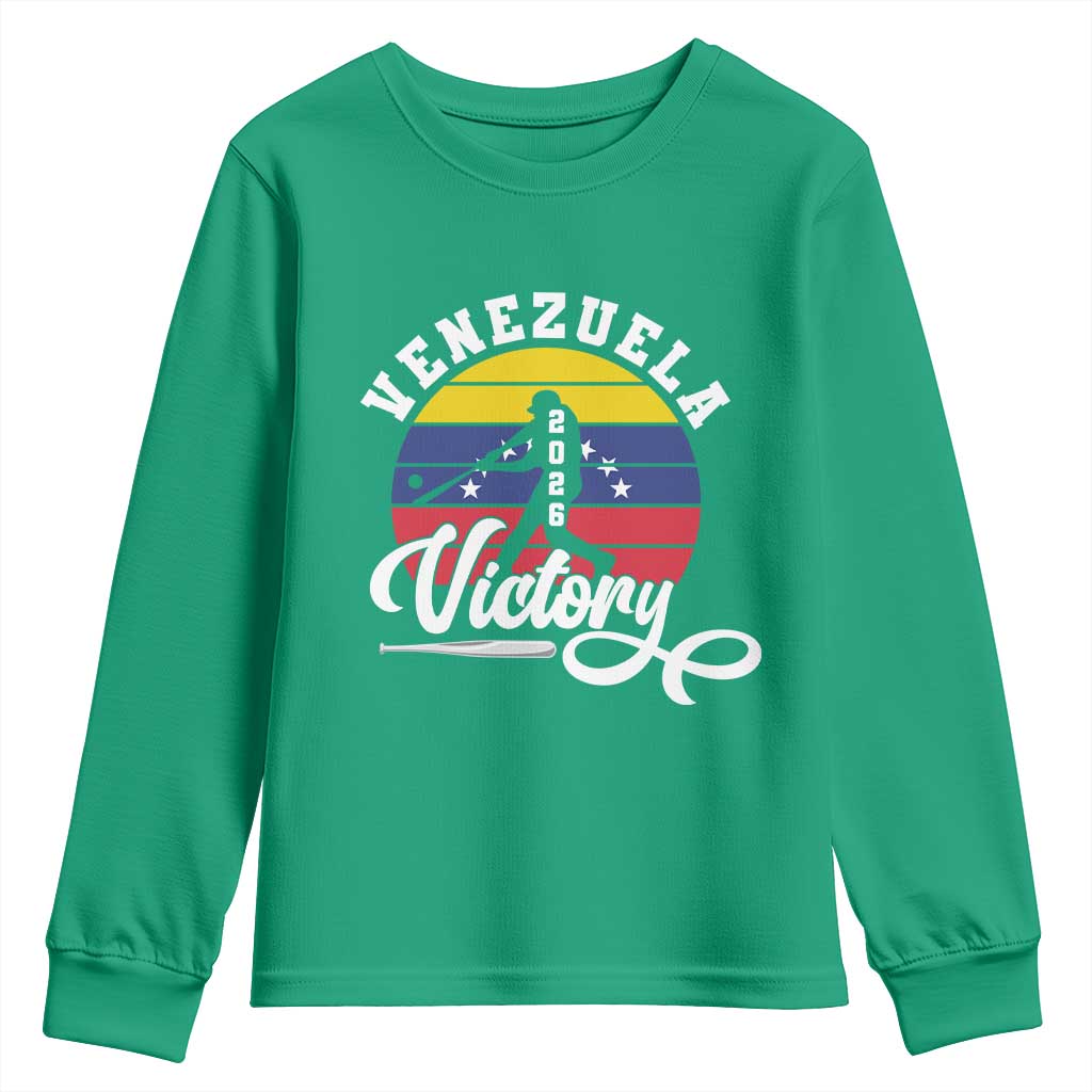 Venezuela 2026 Victory Baseball Youth Sweatshirt Retro Softball Player Gift