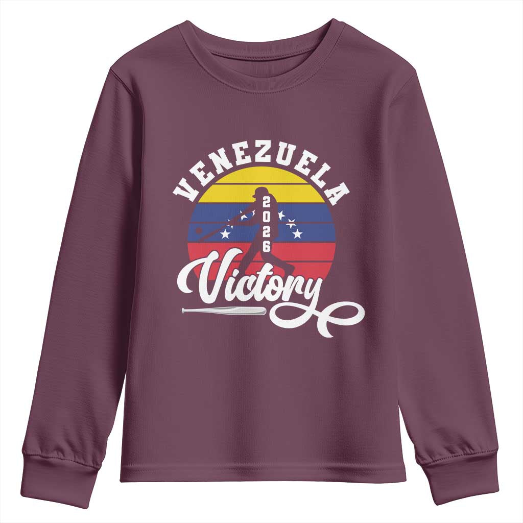 Venezuela 2026 Victory Baseball Youth Sweatshirt Retro Softball Player Gift
