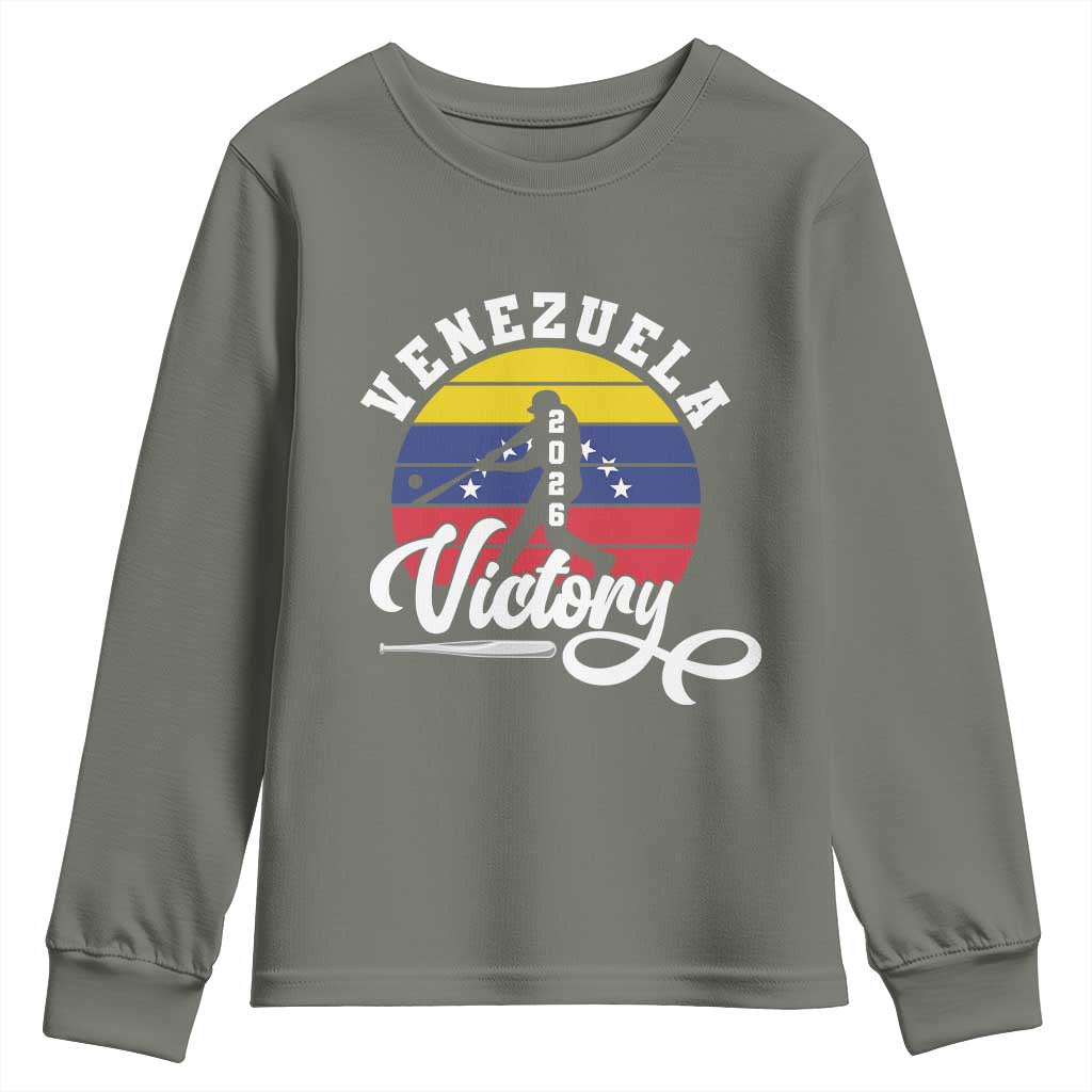 Venezuela 2026 Victory Baseball Youth Sweatshirt Retro Softball Player Gift