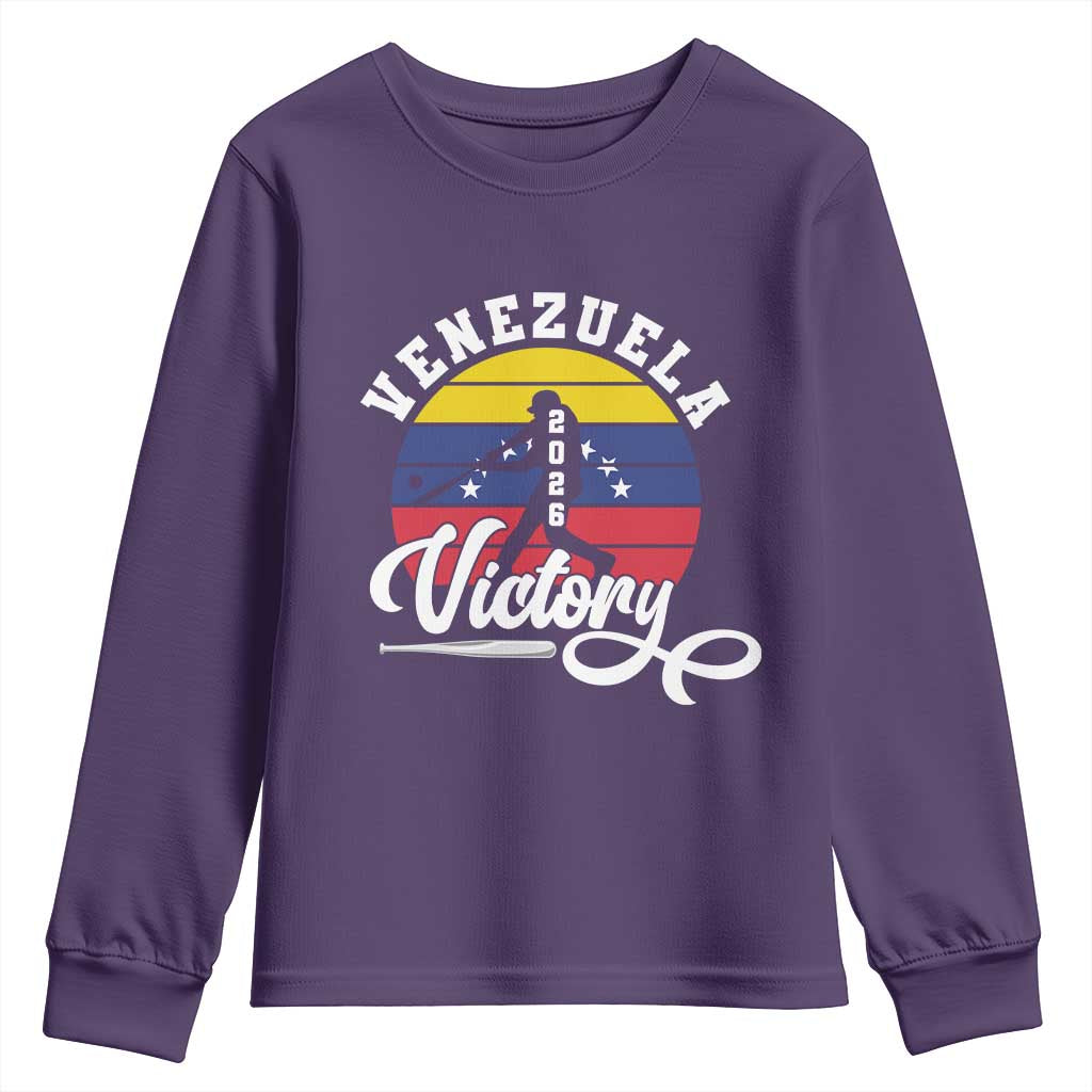Venezuela 2026 Victory Baseball Youth Sweatshirt Retro Softball Player Gift