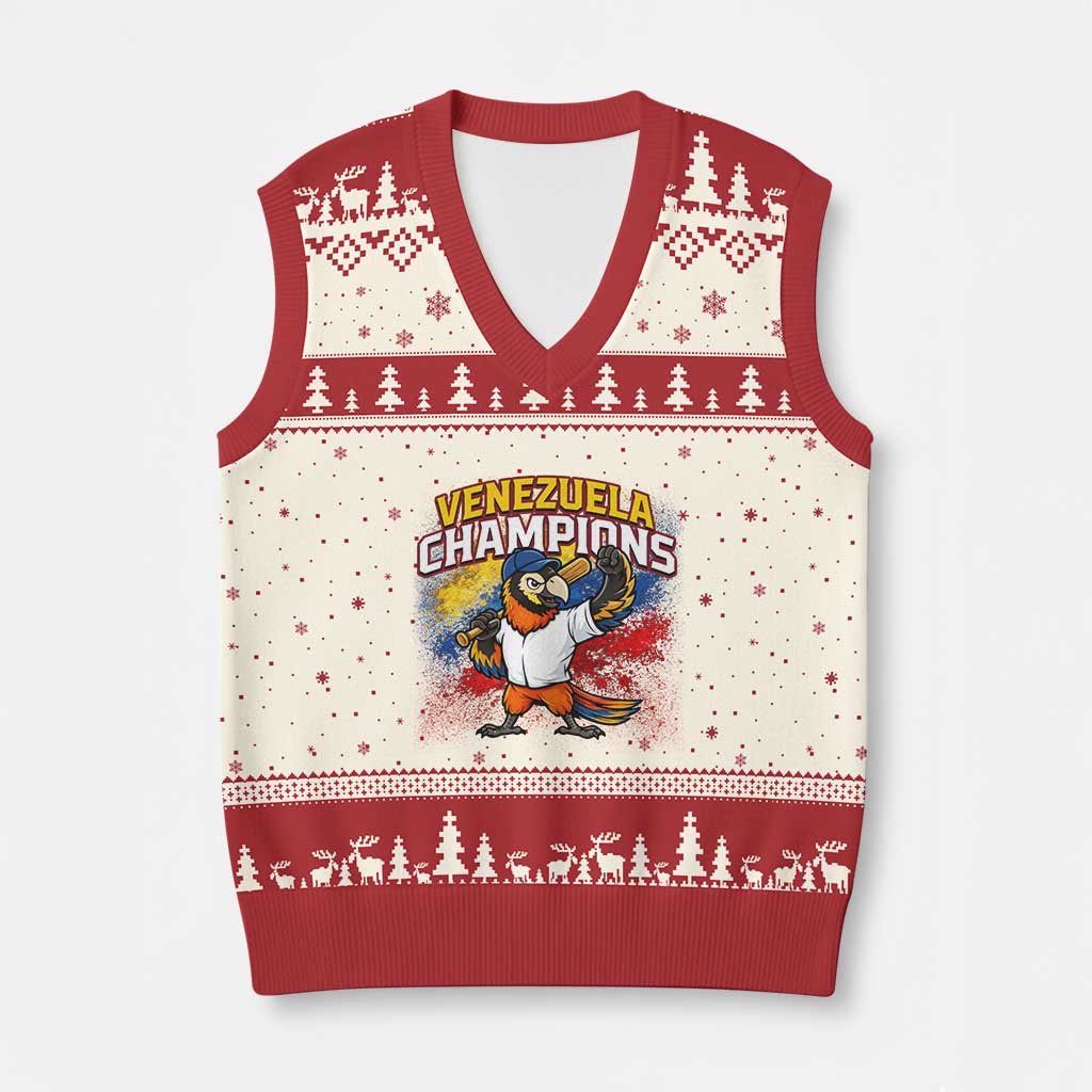 Venezuela Baseball Champions V-Neck Knit Sweater Vest Troupial Bird Patriotic Pride