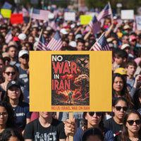 No US Israel War On Iran Protest Sign Peace Not War