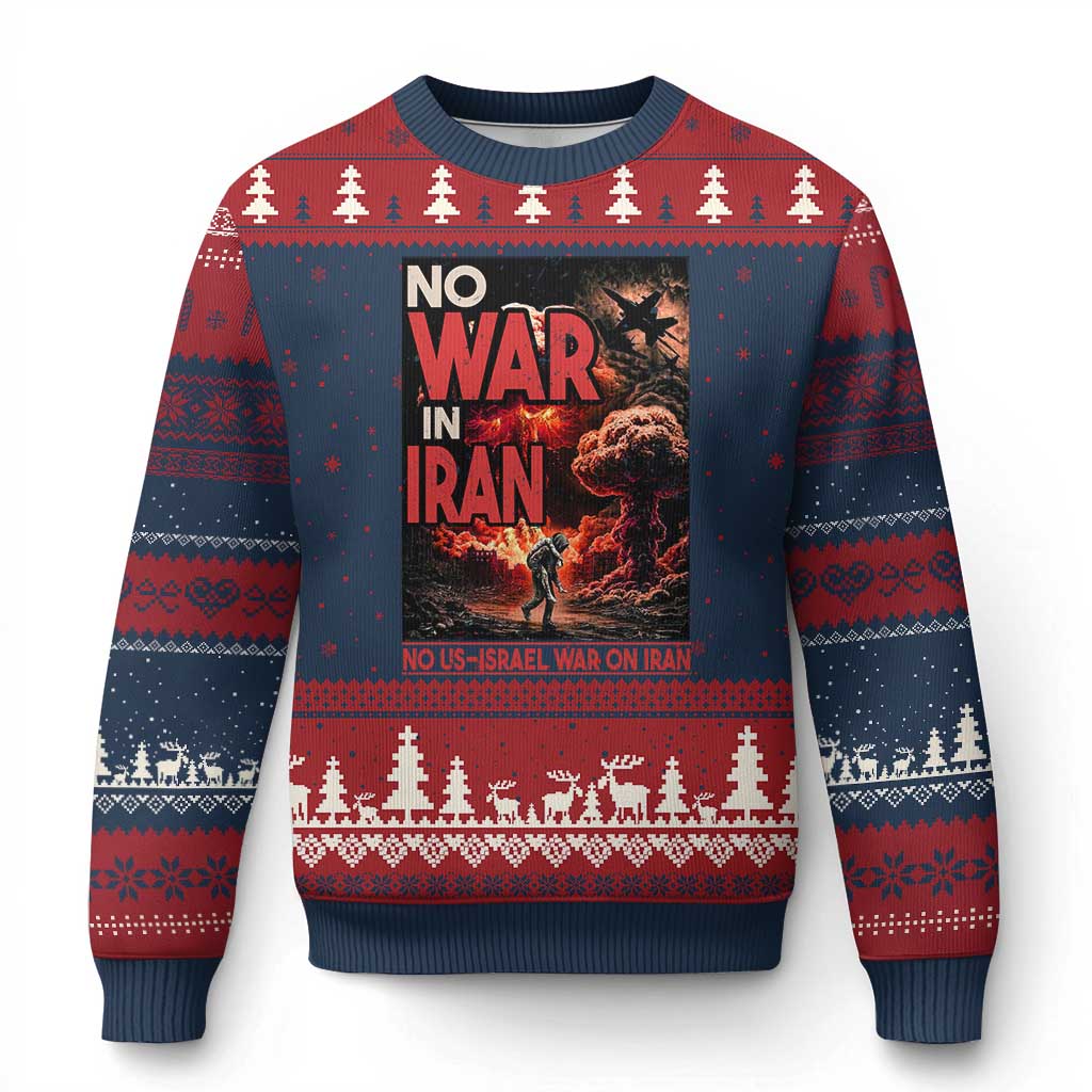 No US Israel War On Iran Ugly Christmas Sweater Peace Not War
