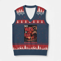 No US Israel War On Iran V-Neck Knit Sweater Vest Peace Not War