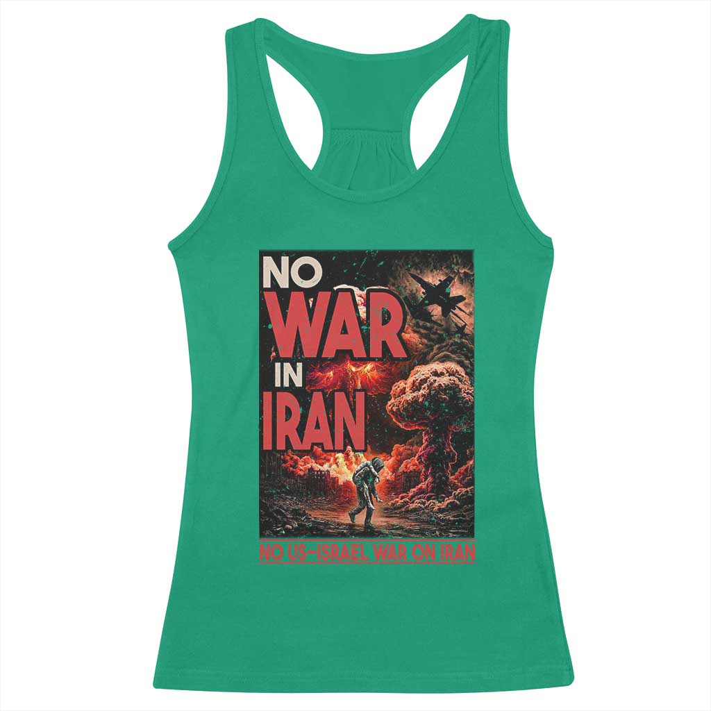 No US Israel War On Iran Racerback Tank Top Peace Not War