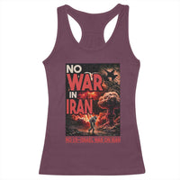 No US Israel War On Iran Racerback Tank Top Peace Not War