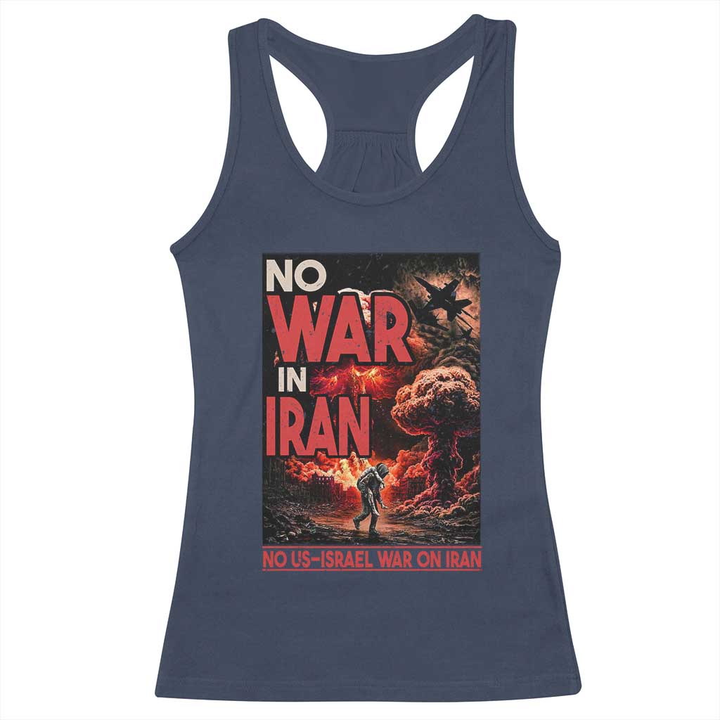 No US Israel War On Iran Racerback Tank Top Peace Not War