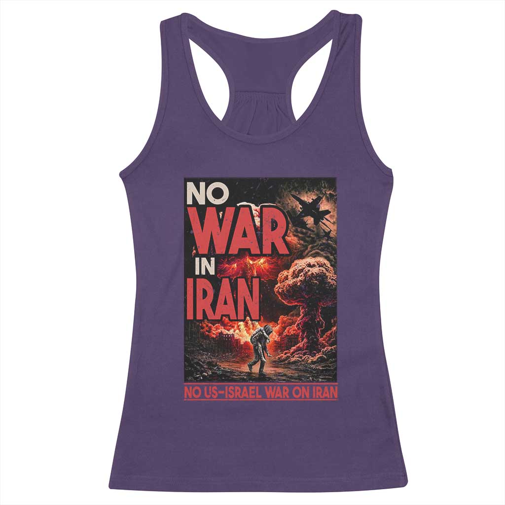 No US Israel War On Iran Racerback Tank Top Peace Not War