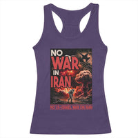 No US Israel War On Iran Racerback Tank Top Peace Not War