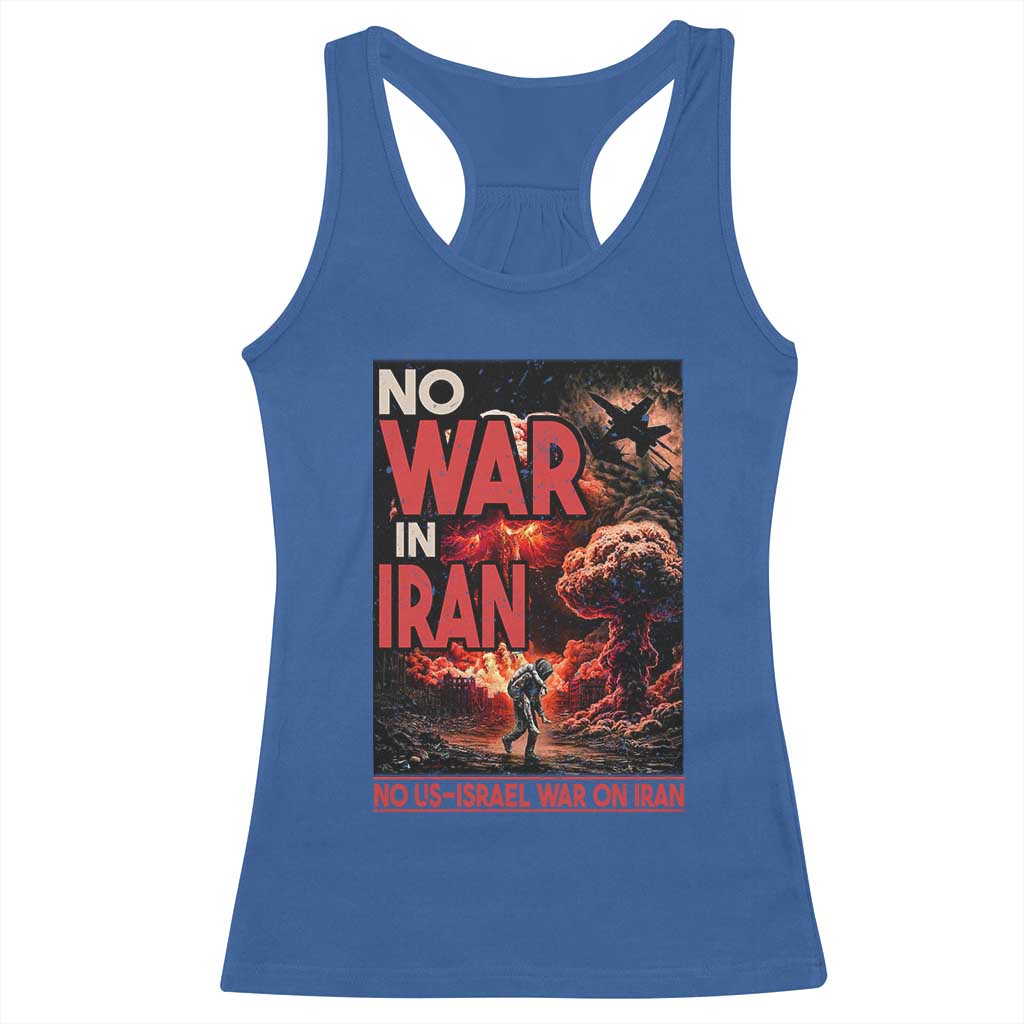 No US Israel War On Iran Racerback Tank Top Peace Not War
