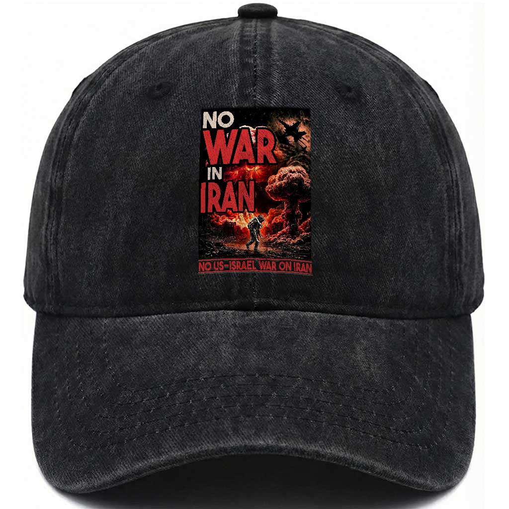 No US Israel War On Iran Washed Cotton Baseball Cap Peace Not War