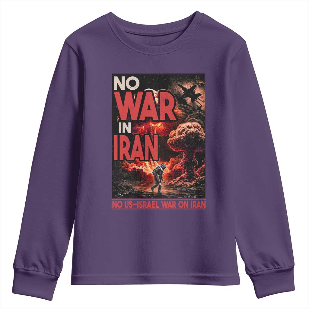 No US Israel War On Iran Youth Sweatshirt Peace Not War