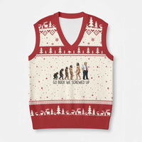 Go Back We Screwed Up V-Neck Knit Sweater Vest Funny Anti Authoritarian