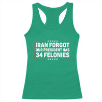Iran Forgot Our President Has 34 Felonies Racerback Tank Top Political Protest