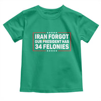 Iran Forgot Our President Has 34 Felonies Toddler T Shirt Political Protest