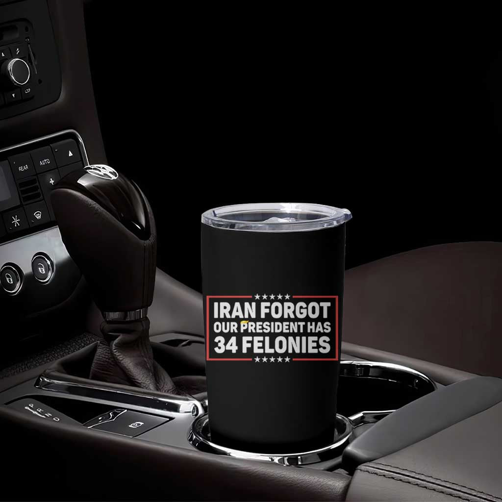 Iran Forgot Our President Has 34 Felonies Tumbler Cup Political Protest