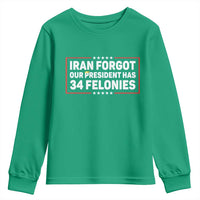Iran Forgot Our President Has 34 Felonies Youth Sweatshirt Political Protest