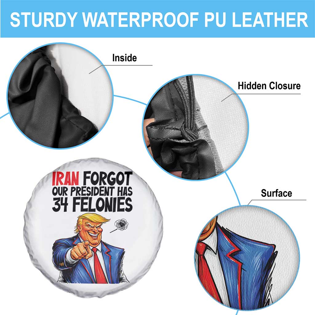 Iran Forgot Our President Has 34 Felonies Spare Tire Cover Funny Political Satire