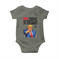 Iran Forgot Our President Has 34 Felonies Baby Onesie Funny Political Satire