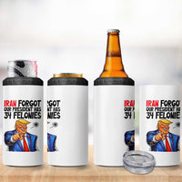Iran Forgot Our President Has 34 Felonies 4 in 1 Can Cooler Tumbler Funny Political Satire