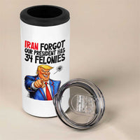 Iran Forgot Our President Has 34 Felonies 4 in 1 Can Cooler Tumbler Funny Political Satire
