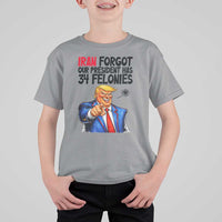 Iran Forgot Our President Has 34 Felonies T Shirt For Kid Funny Political Satire
