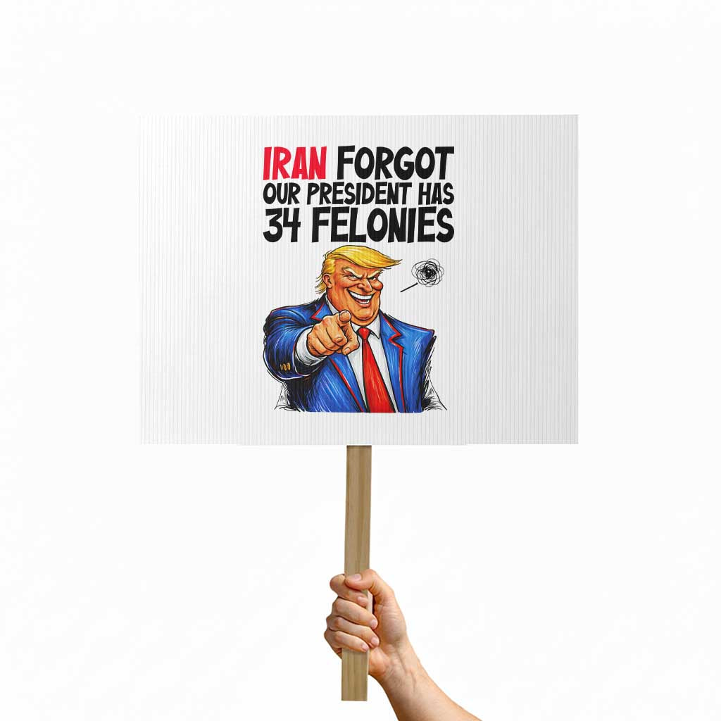 Iran Forgot Our President Has 34 Felonies Protest Sign Funny Political Satire