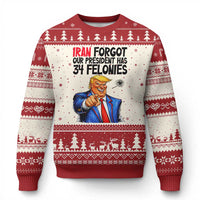 Iran Forgot Our President Has 34 Felonies Ugly Christmas Sweater Funny Political Satire