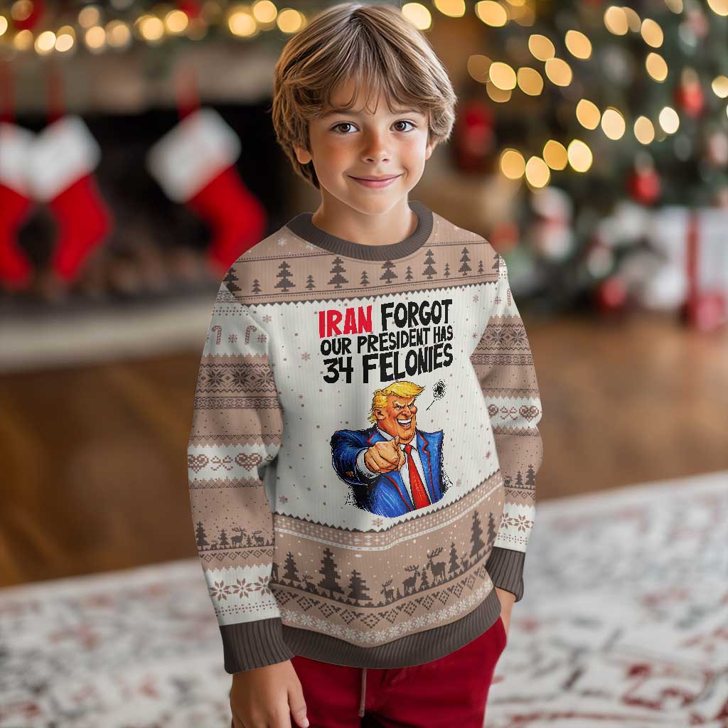 Iran Forgot Our President Has 34 Felonies Ugly Christmas Sweater Funny Political Satire