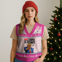 Iran Forgot Our President Has 34 Felonies V-Neck Knit Sweater Vest Funny Political Satire