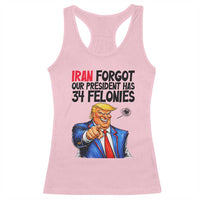Iran Forgot Our President Has 34 Felonies Racerback Tank Top Funny Political Satire