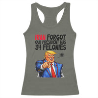 Iran Forgot Our President Has 34 Felonies Racerback Tank Top Funny Political Satire